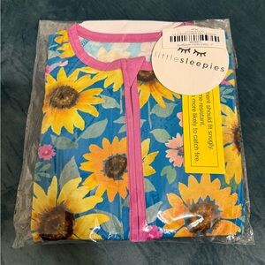 Little Sleepies Sunflower Fields Zippy with Pink Trim
